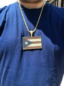 HUGE 2X3" 925 Silver Gold Plated Puerto Rico Flag Pendant BORICUA Rican Chain CZ 16 HUGE 2X3" 925 Silver Gold Plated Puerto Rico Flag Pendant BORICUA Rican Chain CZ -Harlem Bling Shop italiano silver inc huge 2x3 925 silver gold plated puerto rico flag pendant boricua rican chain cz 99414.1699328805