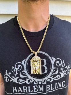 HUGE 3" Solid 10k Yellow Gold 38 Gram Jesus Piece Iced VVS Moissanite Pendant -Harlem Bling Shop italiano silver inc huge 3 solid 10k yellow gold 38 gram jesus piece iced vvs moissanite pendant 51062.1693789864