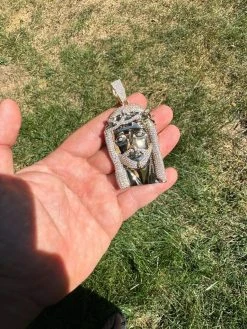HUGE 3" Solid 10k Yellow Gold 38 Gram Jesus Piece Iced VVS Moissanite Pendant -Harlem Bling Shop italiano silver inc huge 3 solid 10k yellow gold 38 gram jesus piece iced vvs moissanite pendant 51733.1693789849