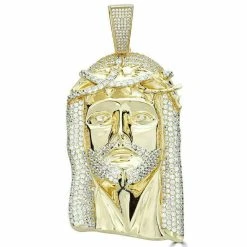 HUGE 3" Solid 10k Yellow Gold 38 Gram Jesus Piece Iced VVS Moissanite Pendant -Harlem Bling Shop italiano silver inc huge 3 solid 10k yellow gold 38 gram jesus piece iced vvs moissanite pendant 57894.1693789821