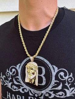 HUGE 3" Solid 10k Yellow Gold 38 Gram Jesus Piece Iced VVS Moissanite Pendant -Harlem Bling Shop italiano silver inc huge 3 solid 10k yellow gold 38 gram jesus piece iced vvs moissanite pendant 74945.1693789808