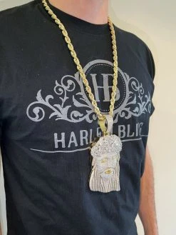 HUGE 6" 290 Gram 14k Gold Vermeil Silver Mens Iced Baguette Diamond Jesus Piece -Harlem Bling Shop italiano silver inc huge 6 290 gram 14k gold vermeil silver mens iced baguette diamond jesus piece 03179.1664357294