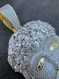 HUGE 6" 290 Gram 14k Gold Vermeil Silver Mens Iced Baguette Diamond Jesus Piece -Harlem Bling Shop italiano silver inc huge 6 290 gram 14k gold vermeil silver mens iced baguette diamond jesus piece 88756.1664359639