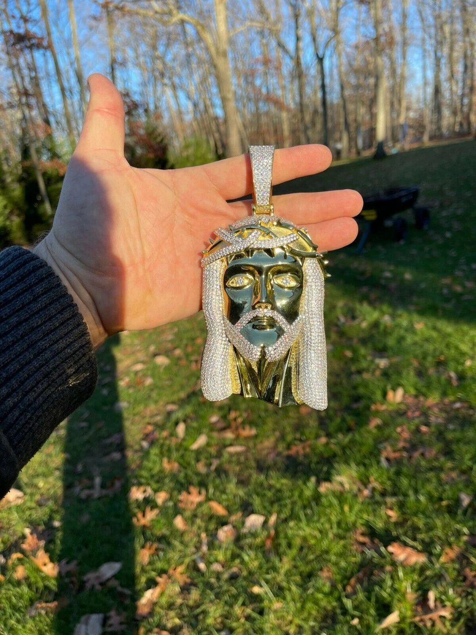 HUGE 6" 30ct Moissanite 14k Gold Vermeil Mens Iced Jesus Piece Pendant Necklace 12 HUGE 6" 30ct Moissanite 14k Gold Vermeil Mens Iced Jesus Piece Pendant Necklace - Image 10