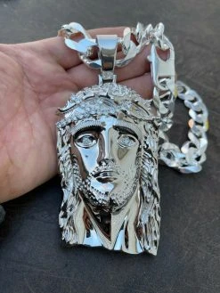 HUGE 6" 310 Gram ICED MOISSANITE 925 Silver Hip Hop Mens Jesus Piece Pendant 19 HUGE 6" 310 Gram ICED MOISSANITE 925 Silver Hip Hop Mens Jesus Piece Pendant -Harlem Bling Shop italiano silver inc huge 6 310 gram iced moissanite 925 silver hip hop mens jesus piece pendant 28818.1664357694