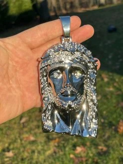 HUGE 6" 310 Gram ICED MOISSANITE 925 Silver Hip Hop Mens Jesus Piece Pendant 17 HUGE 6" 310 Gram ICED MOISSANITE 925 Silver Hip Hop Mens Jesus Piece Pendant -Harlem Bling Shop italiano silver inc huge 6 310 gram iced moissanite 925 silver hip hop mens jesus piece pendant 66984.1664362957