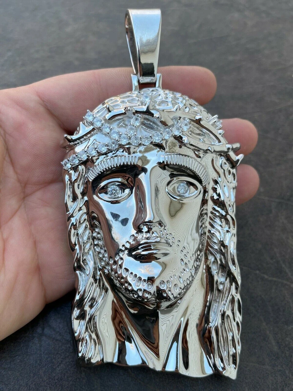 HUGE 6" 310 Gram ICED MOISSANITE 925 Silver Hip Hop Mens Jesus Piece Pendant 14 HUGE 6" 310 Gram ICED MOISSANITE 925 Silver Hip Hop Mens Jesus Piece Pendant - Image 12