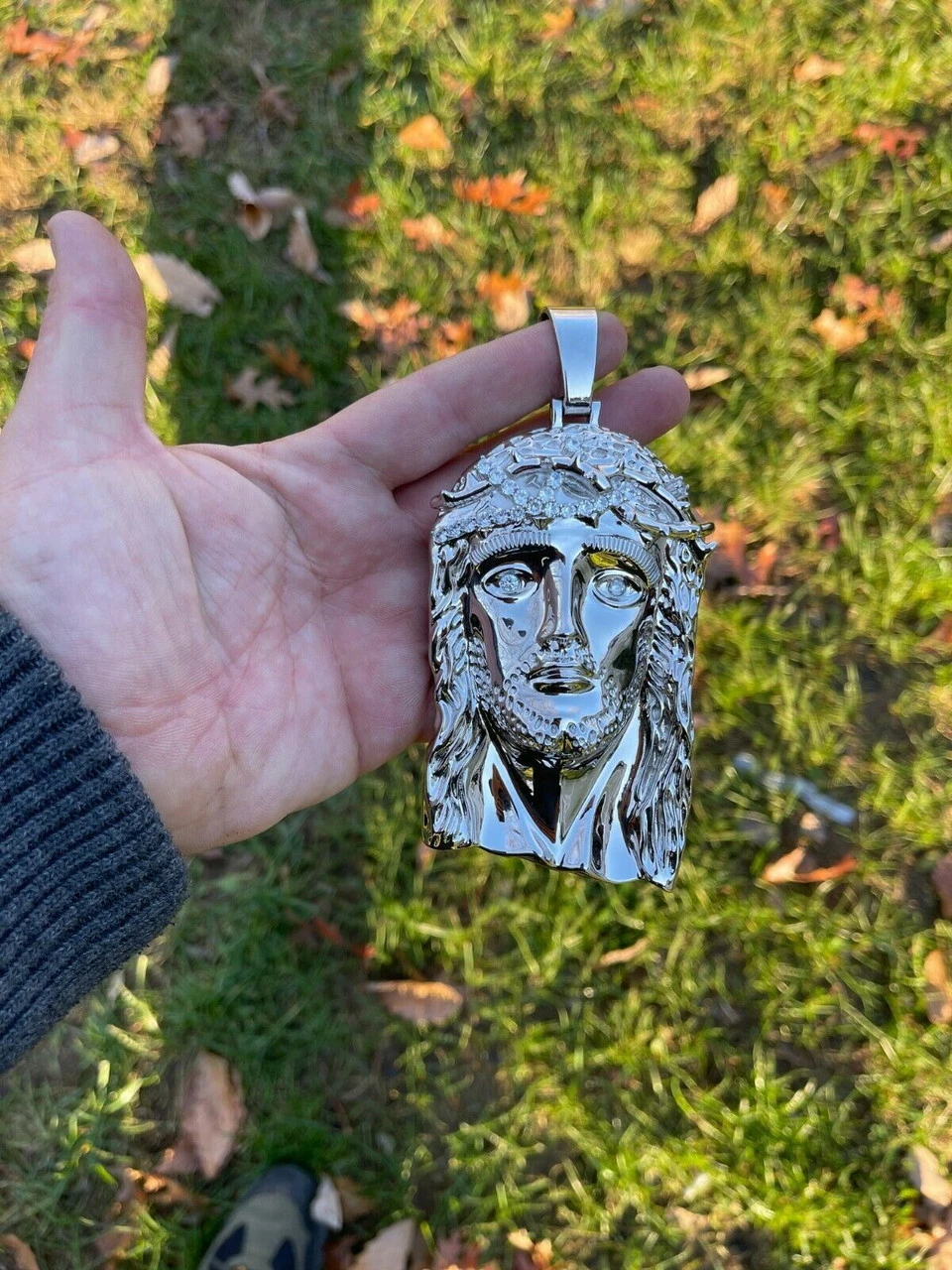 HUGE 6" 310 Gram Real 925 Silver Hip Hop Mens Jesus Piece Pendant Necklace Iced 10 HUGE 6" 310 Gram Real 925 Silver Hip Hop Mens Jesus Piece Pendant Necklace Iced - Image 8