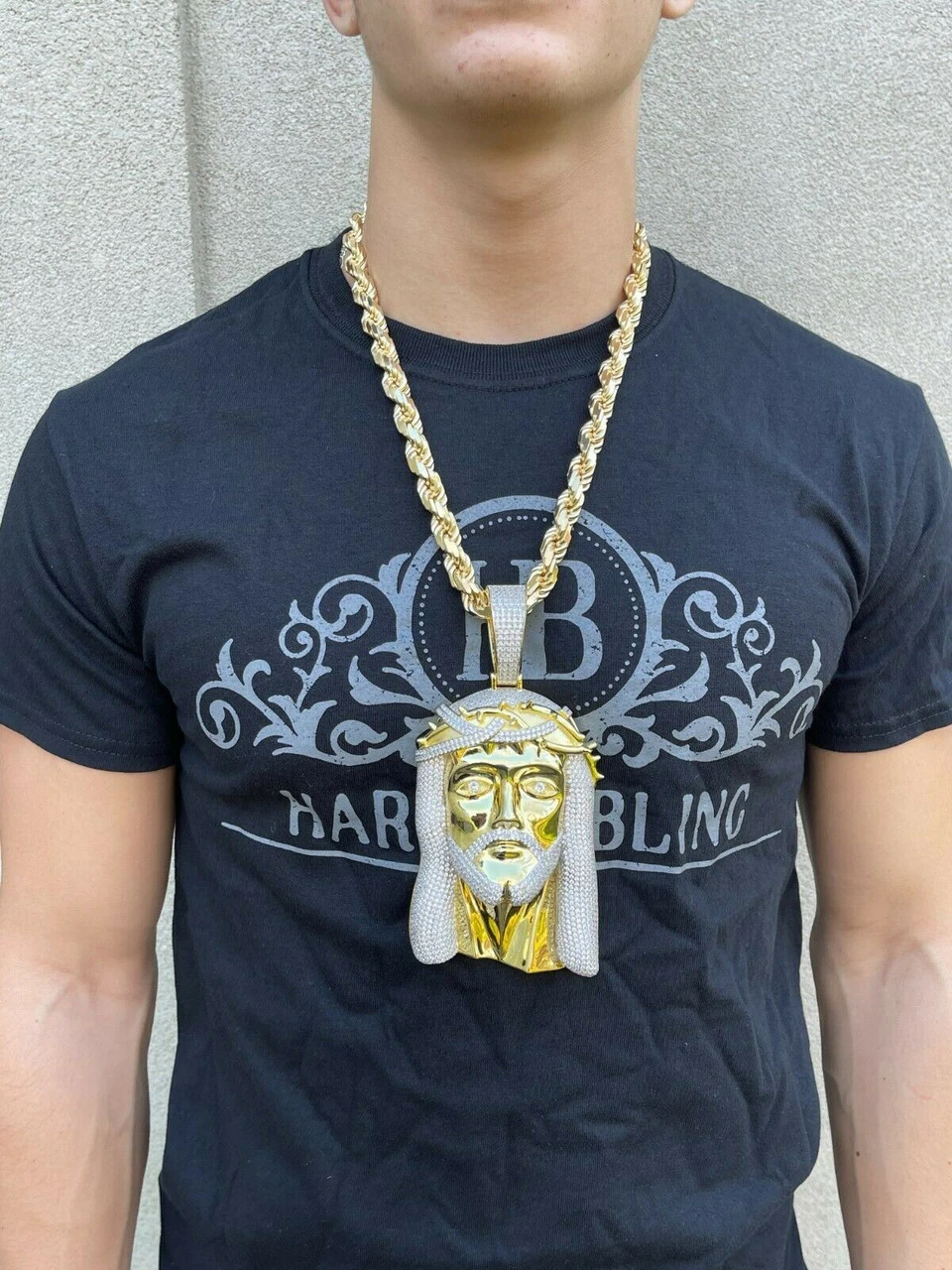 HUGE 6" 450 Gram 14k Gold Real 925 Silver Mens Iced Jesus Piece Pendant Necklace 6 HUGE 6" 450 Gram 14k Gold Real 925 Silver Mens Iced Jesus Piece Pendant Necklace - Image 4