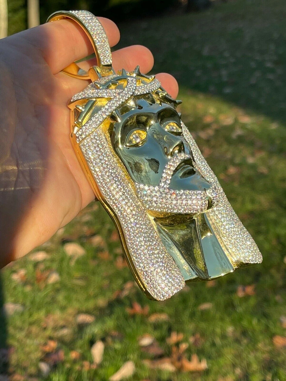 HUGE 6" 450 Gram 14k Gold Real 925 Silver Mens Iced Jesus Piece Pendant Necklace 9 HUGE 6" 450 Gram 14k Gold Real 925 Silver Mens Iced Jesus Piece Pendant Necklace - Image 7