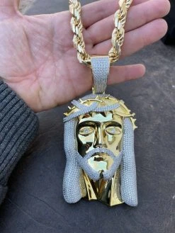 HUGE 6" 450 Gram 14k Gold Real 925 Silver Mens Iced Jesus Piece Pendant Necklace 22 HUGE 6" 450 Gram 14k Gold Real 925 Silver Mens Iced Jesus Piece Pendant Necklace -Harlem Bling Shop italiano silver inc huge 6 450 gram 14k gold real 925 silver mens iced jesus piece pendant necklace 74338.1664363037