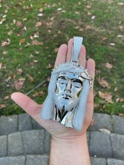 HUGE 6" 450 Gram Real 925 Sterling Silver Mens Iced Jesus Piece Pendant Necklace 18 HUGE 6" 450 Gram Real 925 Sterling Silver Mens Iced Jesus Piece Pendant Necklace -Harlem Bling Shop italiano silver inc huge 6 450 gram real 925 sterling silver mens iced jesus piece pendant necklace 19107.1664361962