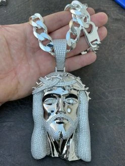 HUGE 6" 450 Gram Real 925 Sterling Silver Mens Iced Jesus Piece Pendant Necklace 23 HUGE 6" 450 Gram Real 925 Sterling Silver Mens Iced Jesus Piece Pendant Necklace -Harlem Bling Shop italiano silver inc huge 6 450 gram real 925 sterling silver mens iced jesus piece pendant necklace 36651.1664356206