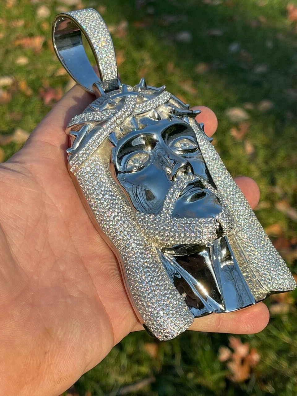 HUGE 6" 450 Gram Real 925 Sterling Silver Mens Iced Jesus Piece Pendant Necklace 13 HUGE 6" 450 Gram Real 925 Sterling Silver Mens Iced Jesus Piece Pendant Necklace - Image 11