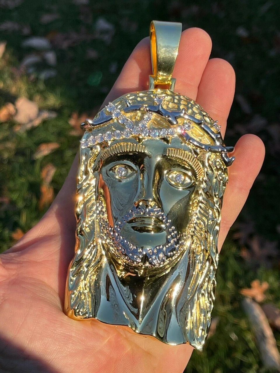 HUGE 6" Iced MOISSANITE 14k Gold & 925 Silver Mens Jesus Piece Pendant Necklace 5 HUGE 6" Iced MOISSANITE 14k Gold & 925 Silver Mens Jesus Piece Pendant Necklace - Image 3