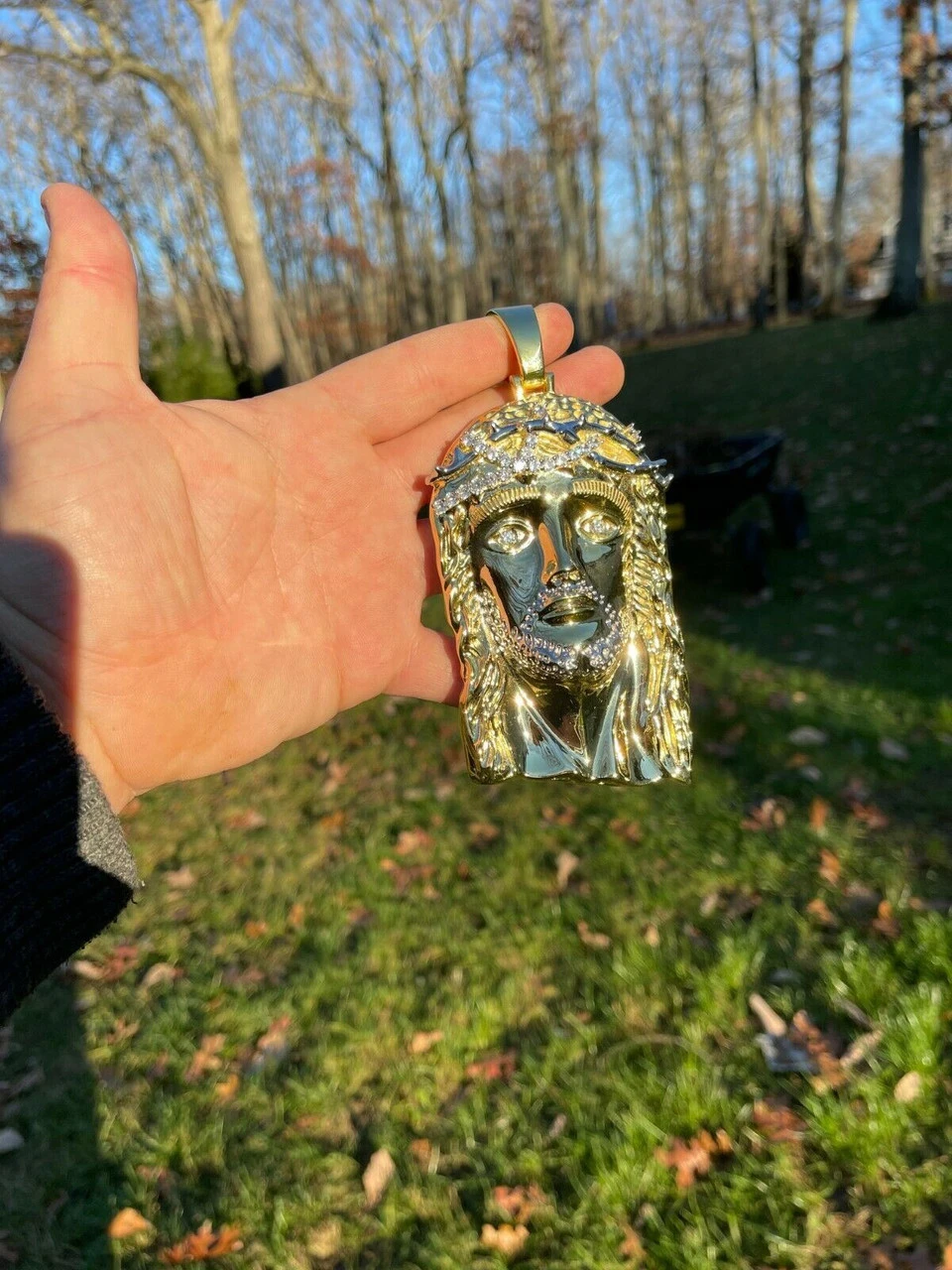 HUGE 6" Iced MOISSANITE 14k Gold & 925 Silver Mens Jesus Piece Pendant Necklace 10 HUGE 6" Iced MOISSANITE 14k Gold & 925 Silver Mens Jesus Piece Pendant Necklace - Image 8