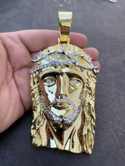 HUGE 6" Iced MOISSANITE 14k Gold & 925 Silver Mens Jesus Piece Pendant Necklace 19 HUGE 6" Iced MOISSANITE 14k Gold & 925 Silver Mens Jesus Piece Pendant Necklace -Harlem Bling Shop italiano silver inc huge 6 iced moissanite 14k gold and 925 silver mens jesus piece pendant necklace 64910.1664355942