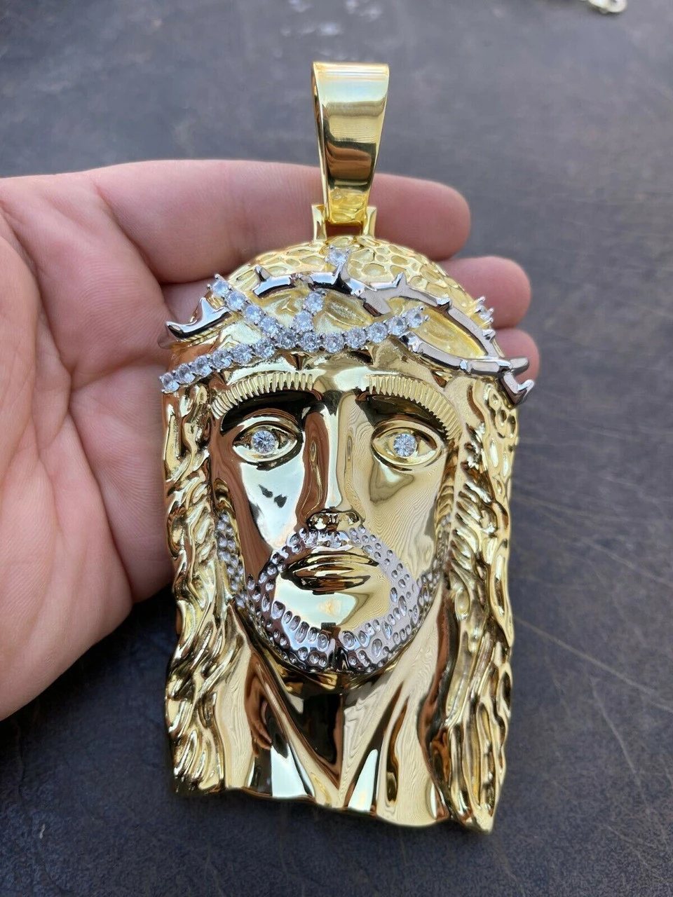 HUGE 6" Iced MOISSANITE 14k Gold & 925 Silver Mens Jesus Piece Pendant Necklace 8 HUGE 6" Iced MOISSANITE 14k Gold & 925 Silver Mens Jesus Piece Pendant Necklace - Image 6