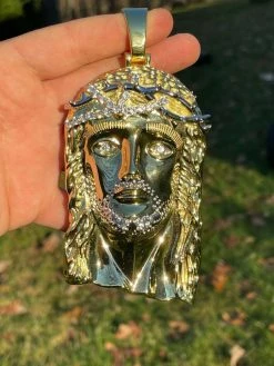 HUGE 6" Iced MOISSANITE 14k Gold & 925 Silver Mens Jesus Piece Pendant Necklace 20 HUGE 6" Iced MOISSANITE 14k Gold & 925 Silver Mens Jesus Piece Pendant Necklace -Harlem Bling Shop italiano silver inc huge 6 iced moissanite 14k gold and 925 silver mens jesus piece pendant necklace 87264.1664356684