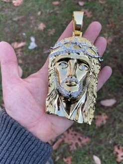 HUGE 6" Iced MOISSANITE 14k Gold & 925 Silver Mens Jesus Piece Pendant Necklace 25 HUGE 6" Iced MOISSANITE 14k Gold & 925 Silver Mens Jesus Piece Pendant Necklace -Harlem Bling Shop italiano silver inc huge 6 iced moissanite 14k gold and 925 silver mens jesus piece pendant necklace 94155.1664360150