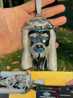 HUGE 6" Real 30ct Moissanite Silver Mens Iced Jesus Piece Pendant Necklace 450g
