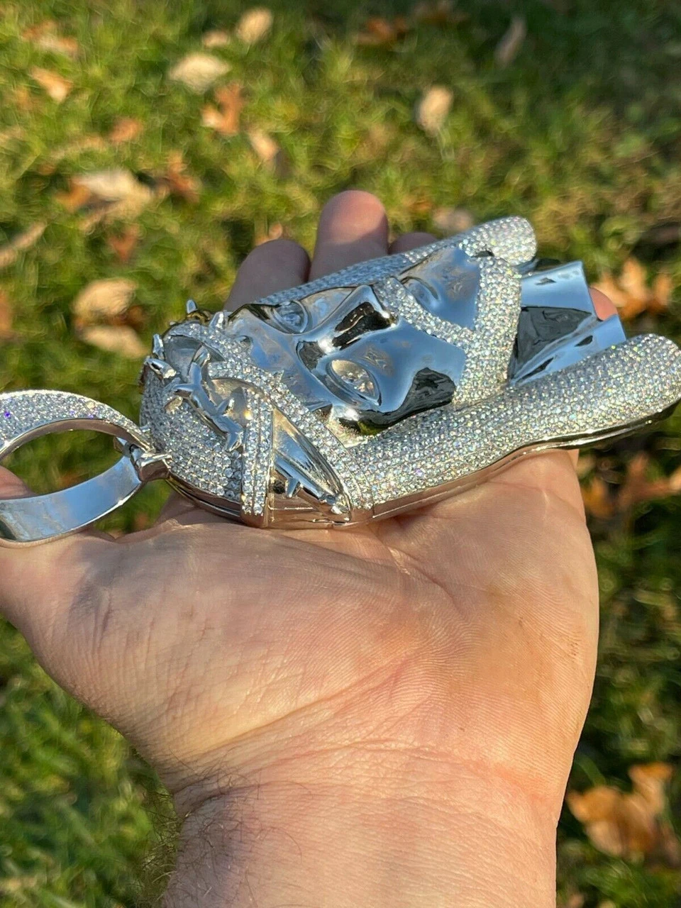 HUGE 6" Real 30ct Moissanite Silver Mens Iced Jesus Piece Pendant Necklace 450g 11 HUGE 6" Real 30ct Moissanite Silver Mens Iced Jesus Piece Pendant Necklace 450g - Image 9