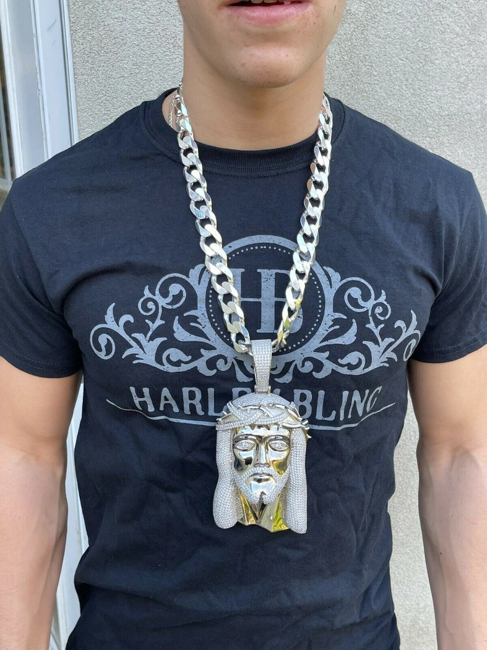HUGE 6" Real 30ct Moissanite Silver Mens Iced Jesus Piece Pendant Necklace 450g 6 HUGE 6" Real 30ct Moissanite Silver Mens Iced Jesus Piece Pendant Necklace 450g - Image 4