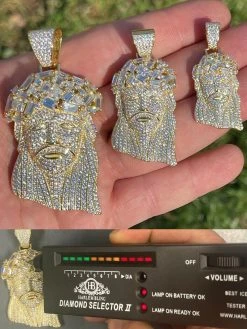 Iced Baguette MOISSANITE Gold Jesus Piece Pendant Pass Diamond Test Out Hip Hop