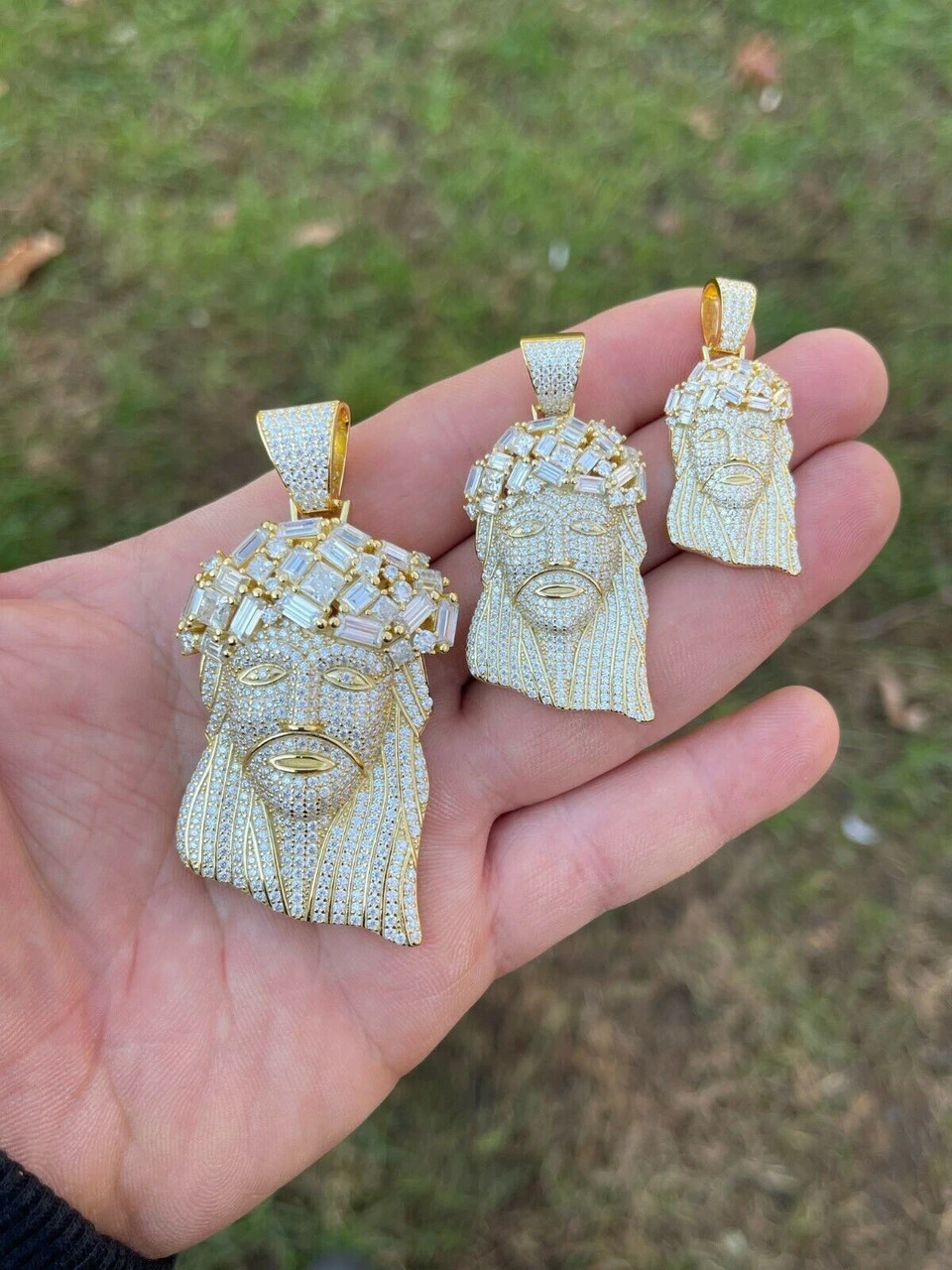 Iced Baguette MOISSANITE Gold Jesus Piece Pendant Pass Diamond Test Out Hip Hop 5 Iced Baguette MOISSANITE Gold Jesus Piece Pendant Pass Diamond Test Out Hip Hop - Image 3