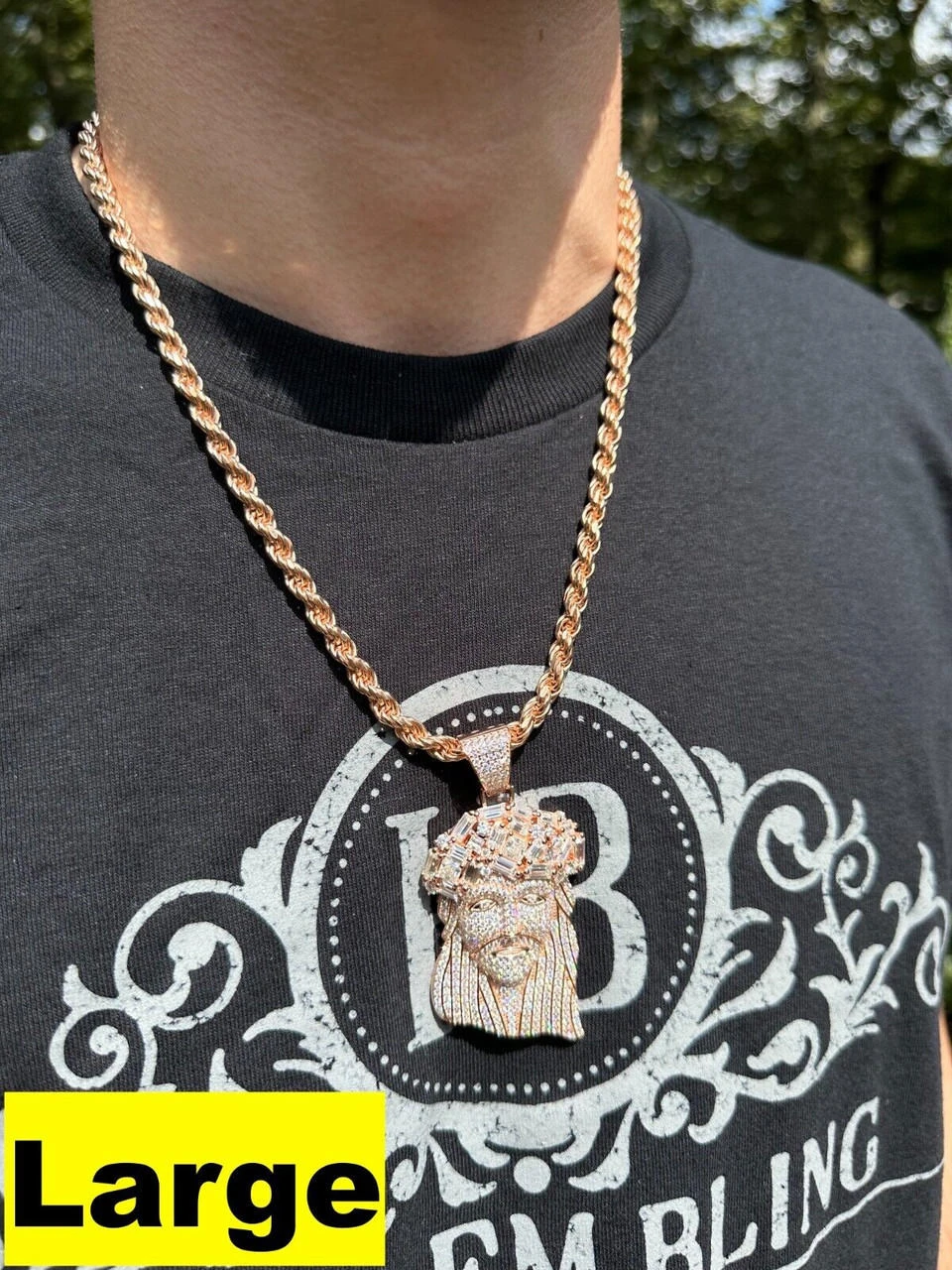 Iced Baguette MOISSANITE Rose Gold Plated Jesus Piece Pendant Pass Test Hip Hop 10 Iced Baguette MOISSANITE Rose Gold Plated Jesus Piece Pendant Pass Test Hip Hop - Image 8
