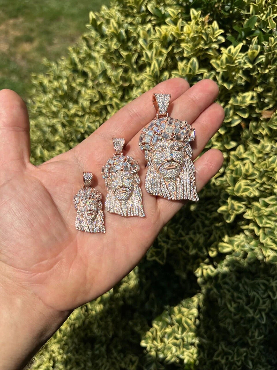 Iced Baguette MOISSANITE Rose Gold Plated Jesus Piece Pendant Pass Test Hip Hop 22 Iced Baguette MOISSANITE Rose Gold Plated Jesus Piece Pendant Pass Test Hip Hop - Image 20