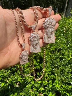 Iced Baguette MOISSANITE Rose Gold Plated Jesus Piece Pendant Pass Test Hip Hop 35 Iced Baguette MOISSANITE Rose Gold Plated Jesus Piece Pendant Pass Test Hip Hop -Harlem Bling Shop italiano silver inc iced baguette moissanite rose gold plated jesus piece pendant pass test hip hop 19453.1691109033