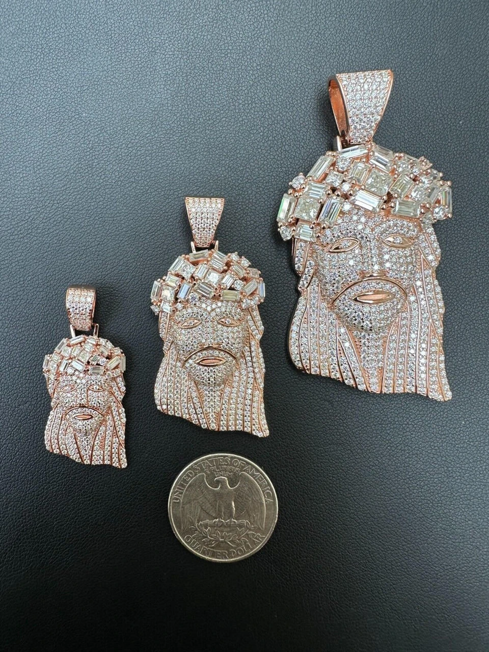 Iced Baguette MOISSANITE Rose Gold Plated Jesus Piece Pendant Pass Test Hip Hop 18 Iced Baguette MOISSANITE Rose Gold Plated Jesus Piece Pendant Pass Test Hip Hop - Image 16