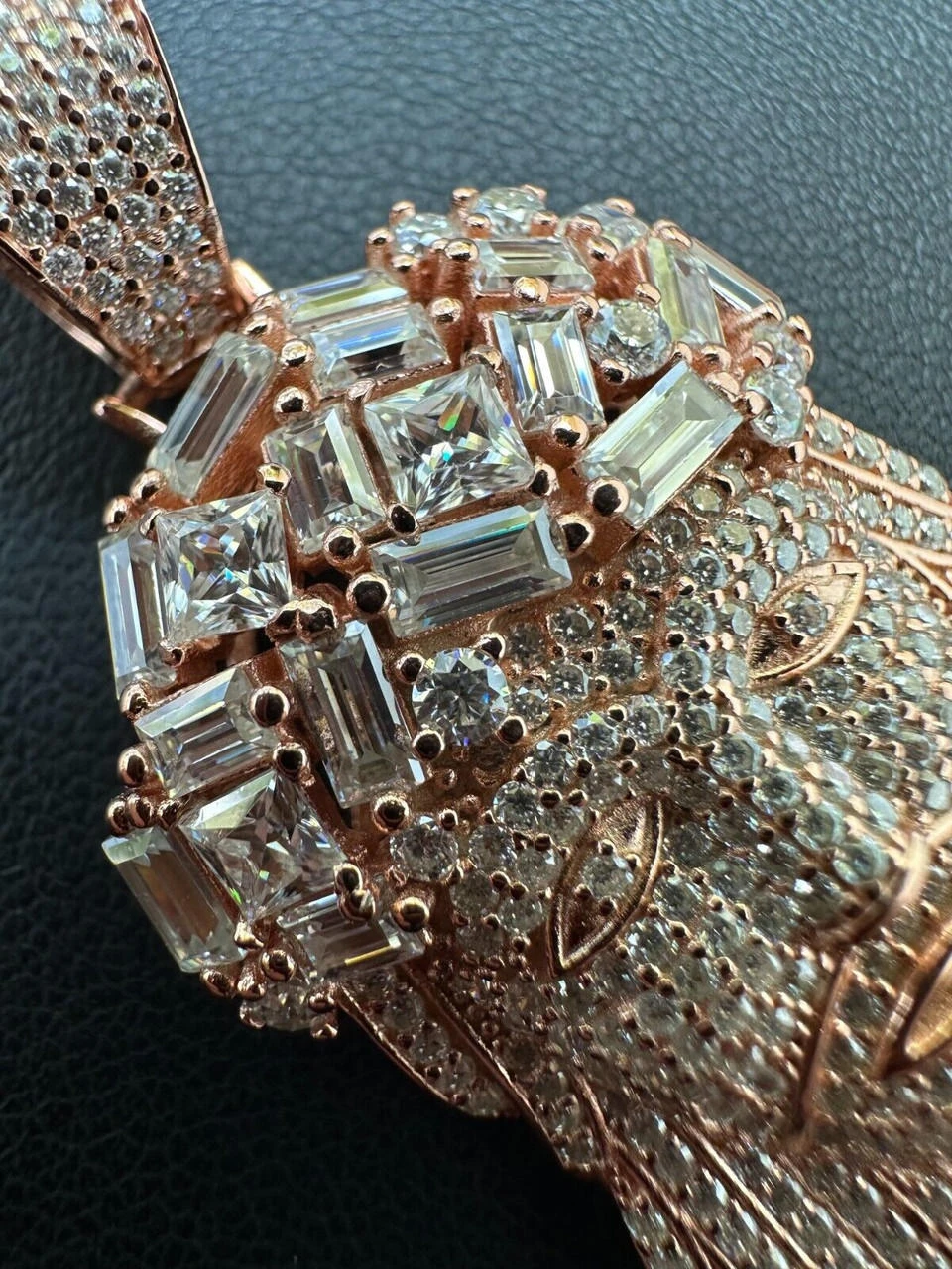 Iced Baguette MOISSANITE Rose Gold Plated Jesus Piece Pendant Pass Test Hip Hop 6 Iced Baguette MOISSANITE Rose Gold Plated Jesus Piece Pendant Pass Test Hip Hop - Image 4