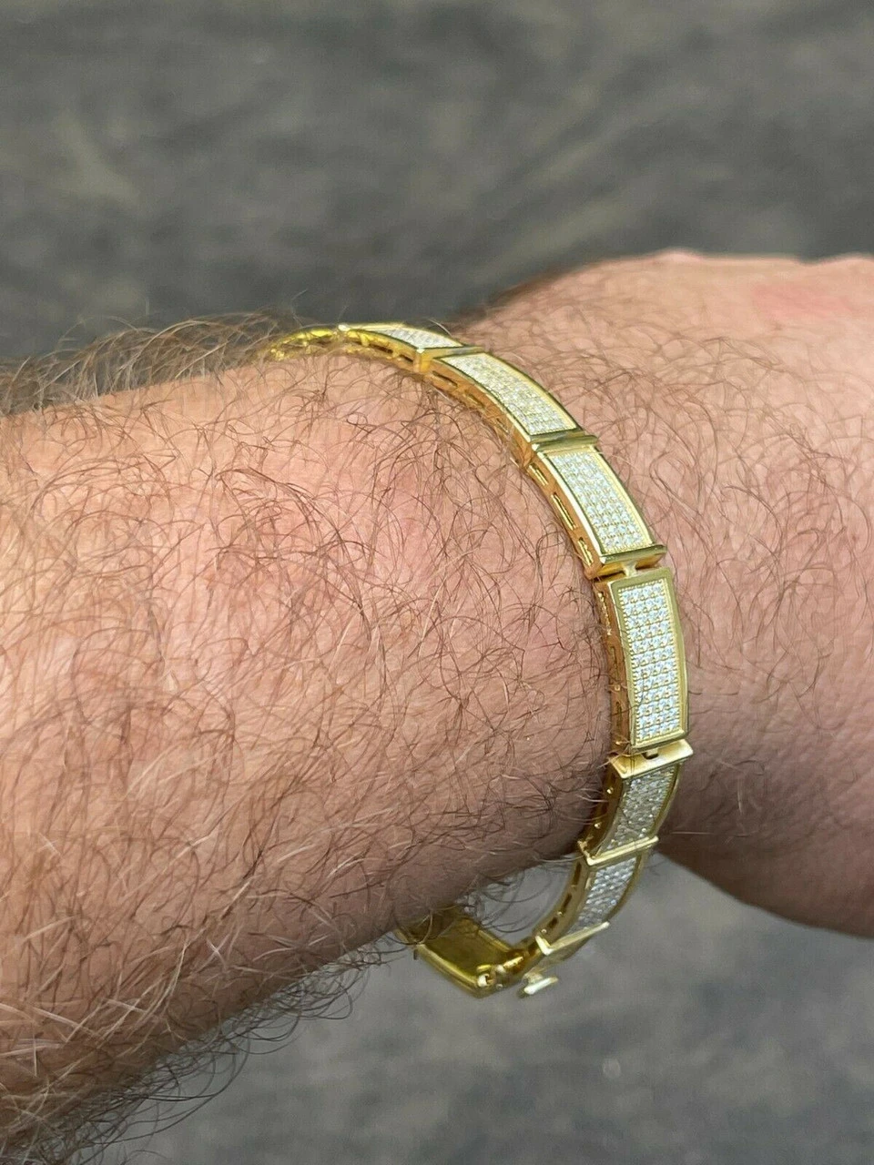 Iced MOISSANITE Men Hip Hop Custom Bracelet Real 14k Gold Vermeil Diamond Test ✅ 9 Iced MOISSANITE Men Hip Hop Custom Bracelet Real 14k Gold Vermeil Diamond Test ✅ - Image 7