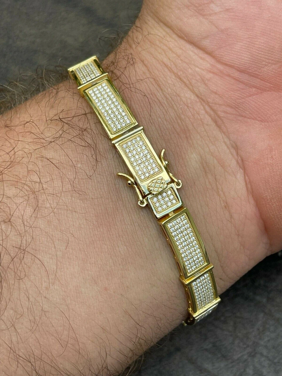 Iced MOISSANITE Men Hip Hop Custom Bracelet Real 14k Gold Vermeil Diamond Test ✅ 8 Iced MOISSANITE Men Hip Hop Custom Bracelet Real 14k Gold Vermeil Diamond Test ✅ - Image 6
