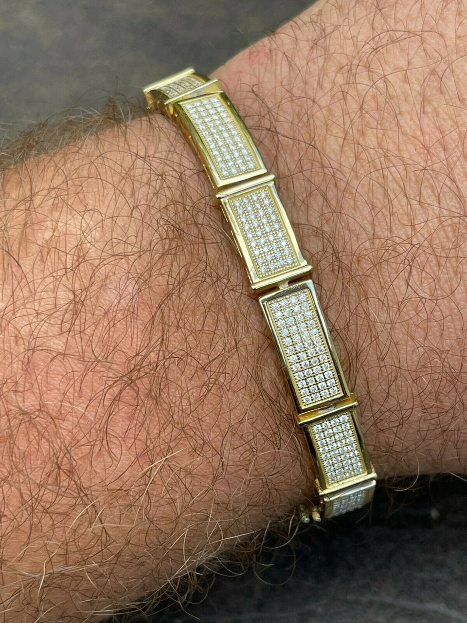 Iced MOISSANITE Men Hip Hop Custom Bracelet Real 14k Gold Vermeil Diamond Test ✅ 7 Iced MOISSANITE Men Hip Hop Custom Bracelet Real 14k Gold Vermeil Diamond Test ✅ - Image 5