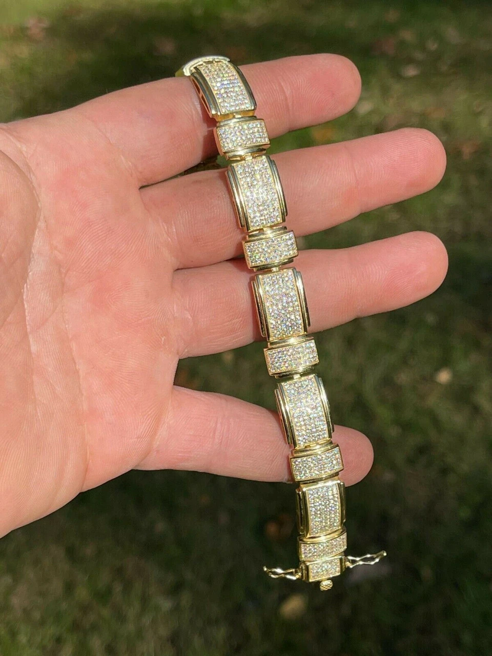 Iced MOISSANITE Mens Custom Bracelet Real 14k Gold Vermeil Silver Diamond Test ✅ 5 Iced MOISSANITE Mens Custom Bracelet Real 14k Gold Vermeil Silver Diamond Test ✅ - Image 3