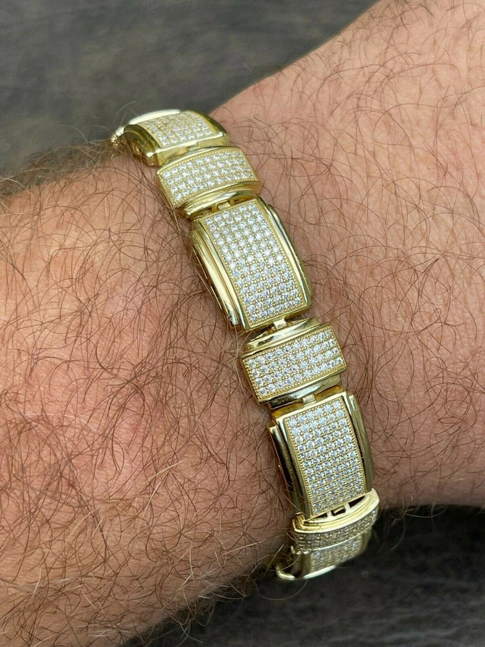 Iced MOISSANITE Mens Custom Bracelet Real 14k Gold Vermeil Silver Diamond Test ✅ 7 Iced MOISSANITE Mens Custom Bracelet Real 14k Gold Vermeil Silver Diamond Test ✅ - Image 5