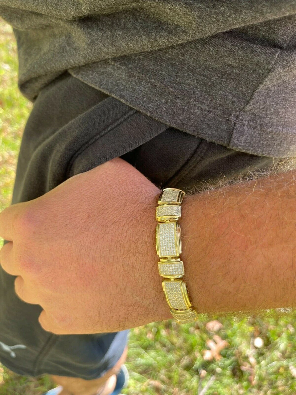 Iced MOISSANITE Mens Custom Bracelet Real 14k Gold Vermeil Silver Diamond Test ✅ 9 Iced MOISSANITE Mens Custom Bracelet Real 14k Gold Vermeil Silver Diamond Test ✅ - Image 7