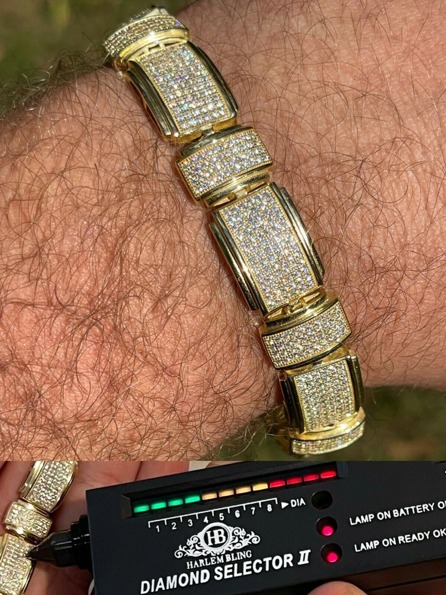 Iced MOISSANITE Mens Custom Bracelet Real 14k Gold Vermeil Silver Diamond Test ✅ 3 Iced MOISSANITE Mens Custom Bracelet Real 14k Gold Vermeil Silver Diamond Test ✅