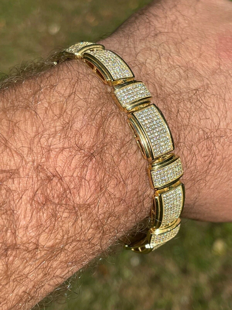 Iced MOISSANITE Mens Custom Bracelet Real 14k Gold Vermeil Silver Diamond Test ✅ 4 Iced MOISSANITE Mens Custom Bracelet Real 14k Gold Vermeil Silver Diamond Test ✅ - Image 2