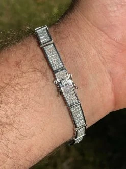 Iced MOISSANITE Men's Hip Hop 8mm Custom Bracelet Real 925 Silver Diamond Test ✅ -Harlem Bling Shop italiano silver inc iced moissanite mens hip hop 8mm custom bracelet real 925 silver diamond test 39118.1664395456