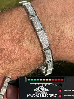 Iced MOISSANITE Men's Hip Hop 8mm Custom Bracelet Real 925 Silver Diamond Test ✅