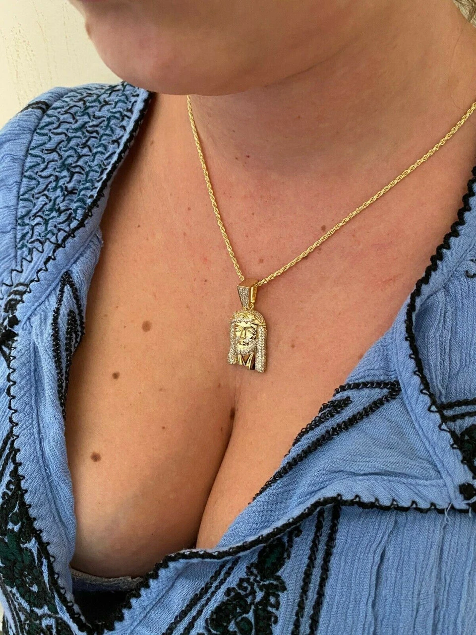 Jesus Piece Pendant Iced Necklace MOISSANITE Pass Diamond Tester! Gold Over 925 12 Jesus Piece Pendant Iced Necklace MOISSANITE Pass Diamond Tester! Gold Over 925 - Image 10