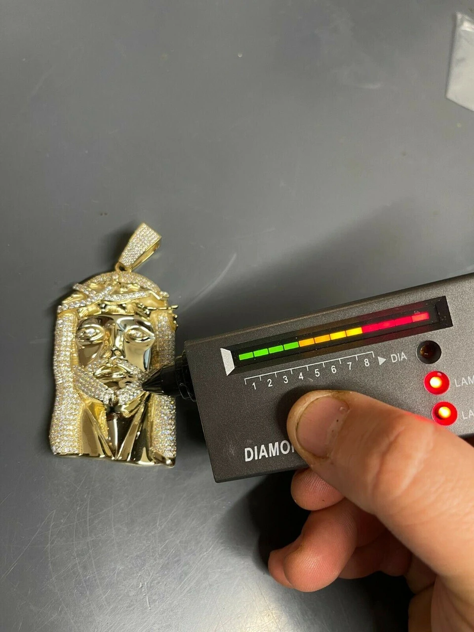 Jesus Piece Pendant Iced Necklace MOISSANITE Pass Diamond Tester! Gold Over 925 5 Jesus Piece Pendant Iced Necklace MOISSANITE Pass Diamond Tester! Gold Over 925 - Image 3