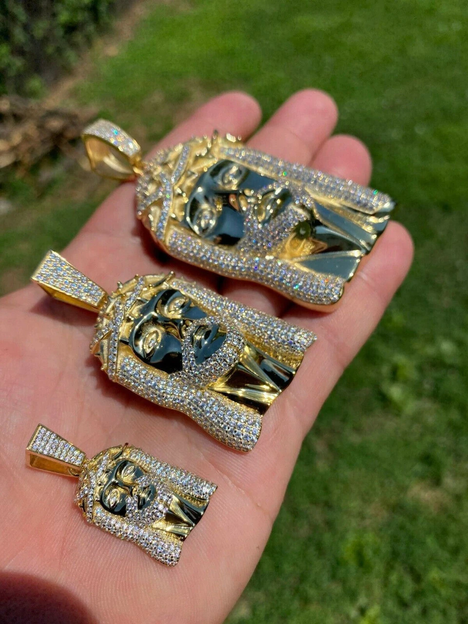 Jesus Piece Pendant Iced Necklace MOISSANITE Pass Diamond Tester! Gold Over 925 10 Jesus Piece Pendant Iced Necklace MOISSANITE Pass Diamond Tester! Gold Over 925 - Image 8