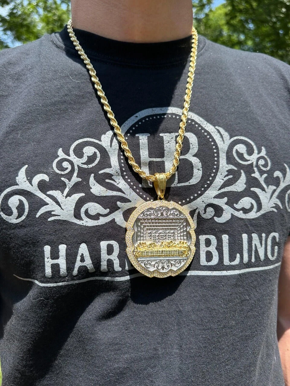 Large MOISSANITE 925 Silver Iced Jesus Last Supper Pendant Necklace Medallion 4 Large MOISSANITE 925 Silver Iced Jesus Last Supper Pendant Necklace Medallion - Image 2