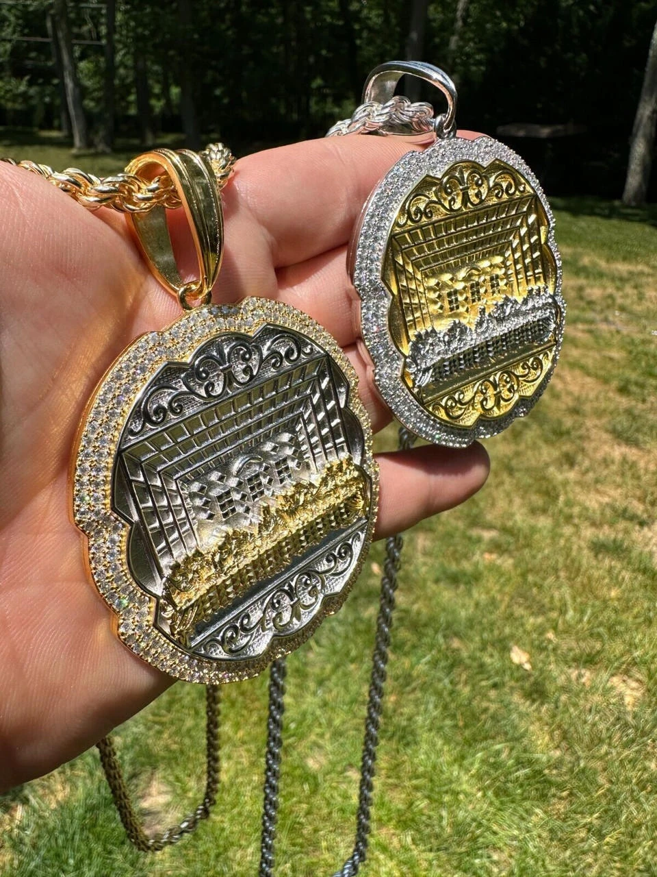 Large MOISSANITE 925 Silver Iced Jesus Last Supper Pendant Necklace Medallion 21 Large MOISSANITE 925 Silver Iced Jesus Last Supper Pendant Necklace Medallion - Image 19