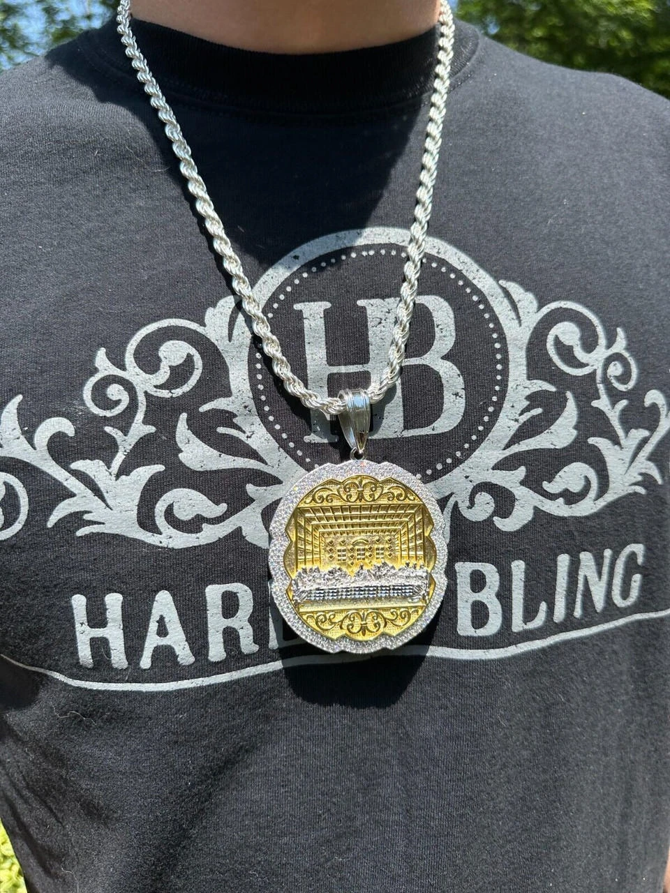 Large MOISSANITE 925 Silver Iced Jesus Last Supper Pendant Necklace Medallion 9 Large MOISSANITE 925 Silver Iced Jesus Last Supper Pendant Necklace Medallion - Image 7